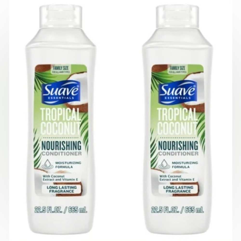 2 New SUAVE ESSENTIALS Family Size TROPICAL COCONUT Conditioners 22.5 oz